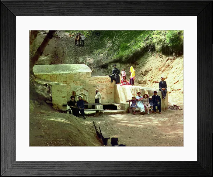 Framed Print : Tsagvery spring, between 1905 and 1915. Creator: Sergey Mikhaylovich Prokudin-Gorsky Framed Print : Tsagvery spring, between 1905 and 1915. Creator: Sergey Mikhaylovich Prokudin-Gorsky
