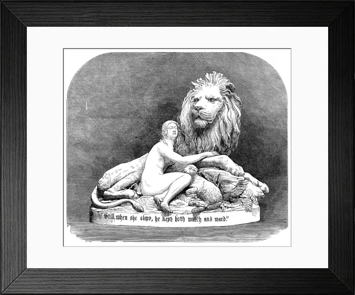 Framed Print : The International Exhibition: Una and the Lion, in metal, modelled by the late John Thomas, 1862. Creator: Unknown. The International Exhibition: Una and the Lion, in metal, modelled by the late John Thomas, 1862. Creator: Unknown