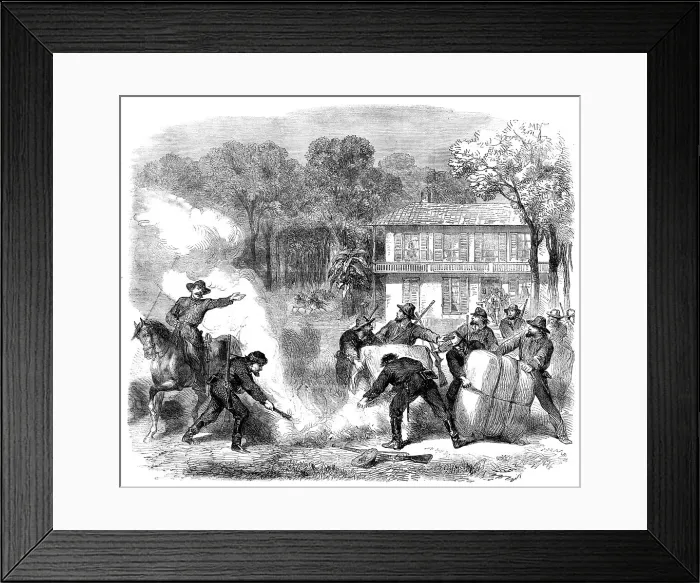 Framed Print : The Civil War in America: cottonburners, from a sketch by our special artist, 1862. Creator: Unknown Framed Print : The Civil War in America: cottonburners, from a sketch by our special artist, 1862. Creator: Unknown