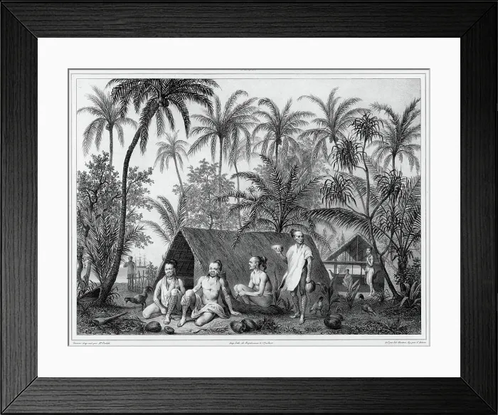 Framed Print : Dwellings, Lower Caroline Islands, 19th century. Creators: Alexander Postels, Victor Adam Framed Print : Dwellings, Lower Caroline Islands, 19th century. Creators: Alexander Postels, Victor Adam