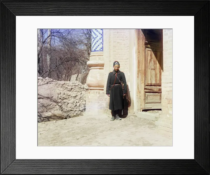 Framed Print : Policeman standing in front of doorway, between 1905 and 1915. Creator: Sergey Mikhaylovich Prokudin-Gorsky Framed Print : Policeman standing in front of doorway, between 1905 and 1915. Creator: Sergey Mikhaylovich Prokudin-Gorsky