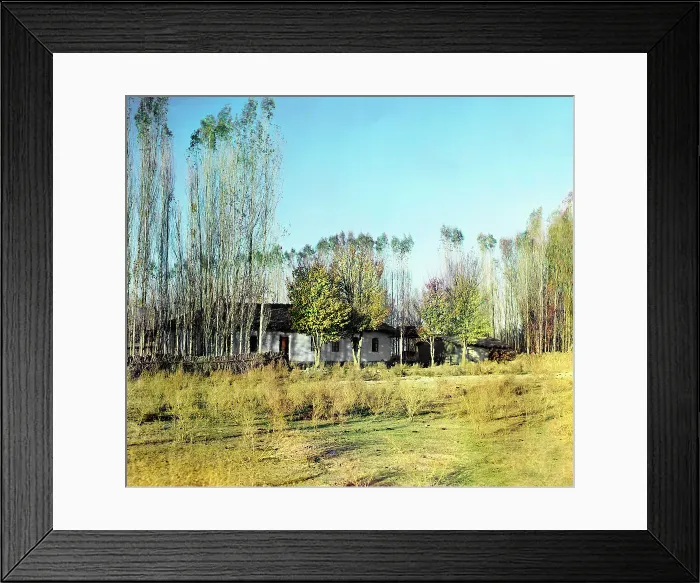 Framed Print : Transit farmstead in Nadezhdinsk settlement, Golodnaia Steppe, between 1905 and 1915. Creator: Sergey Mikhaylovich Prokudin-Gorsky Framed Print : Transit farmstead in Nadezhdinsk settlement, Golodnaia Steppe, between 1905 and 1915. Creator: Sergey Mikhaylovich Prokudin-Gorsky