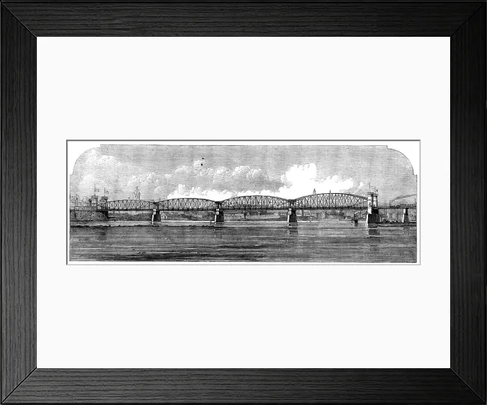Framed Print : New railway-bridge over the Rhine, near Mayence, 1862. Creator: Unknown Framed Print : New railway-bridge over the Rhine, near Mayence, 1862. Creator: Unknown