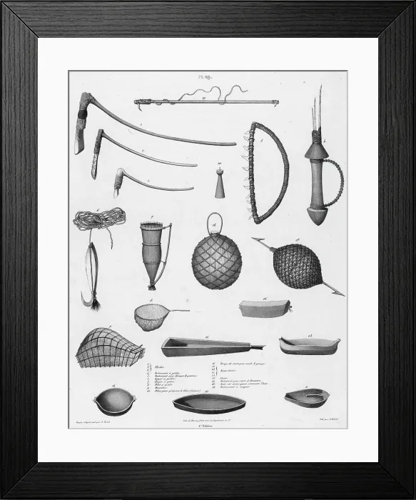 Framed Print : Utensils of the inhabitants of the Caroline Islands, 19th century. Creators: Alexander Postels, Godefroy Engelmann Framed Print : Utensils of the inhabitants of the Caroline Islands, 19th century. Creators: Alexander Postels, Godefroy Engelmann