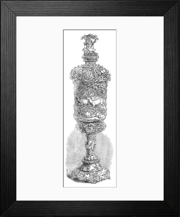 Framed Print : The International Exhibition: carved ivory cup, by F. Böhler, in the Zollverein Department, 1862. Creator: Unknown Framed Print : The International Exhibition: carved ivory cup, by F. Böhler, in the Zollverein Department, 1862. Creator: Unknown