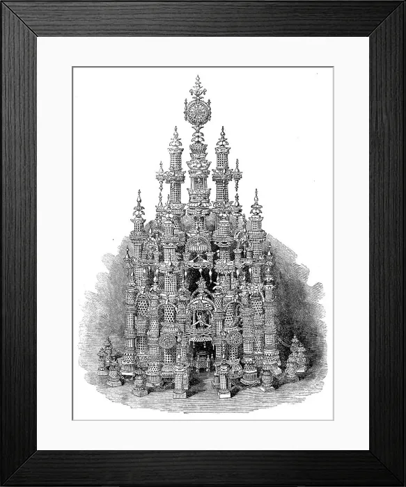 Framed Print : The International Exhibition: Temple of Art, in vegetable ivory, by B. Taylor, 1862. Creator: Unknown. The International Exhibition: Temple of Art, in vegetable ivory, by B. Taylor, 1862. Creator: Unknown