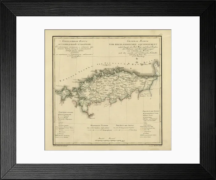 Framed Print : General Map of Estland Province: Showing Postal and Major Roads, Stations and... 1820. Creators: Vasilii Petrovich Piadyshev, Faleleef Framed Print : General Map of Estland Province: Showing Postal and Major Roads, Stations and... 1820. Creators: Vasilii Petrovich Piadyshev, Faleleef