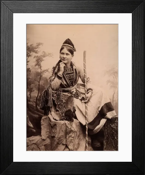 Framed Print : Woman wearing Sami folk costume, Inga Åren, Frostviken, Lapland, 1890-1900. Creator: Helene Edlund Framed Print : Woman wearing Sami folk costume, Inga Åren, Frostviken, Lapland, 1890-1900. Creator: Helene Edlund