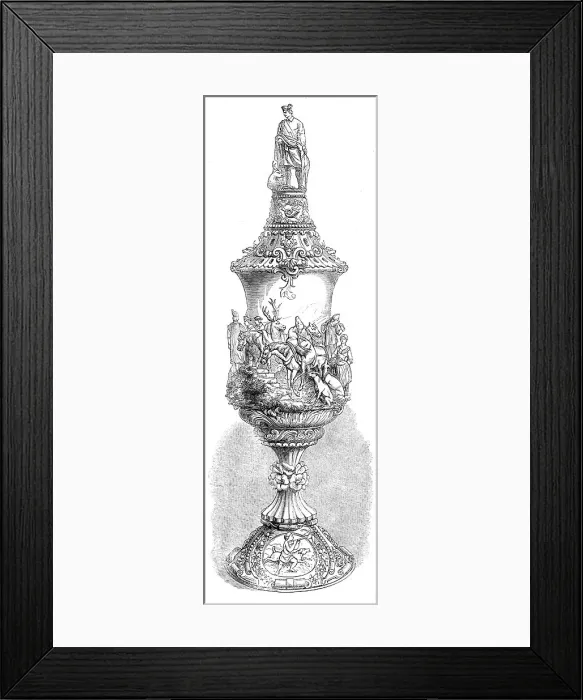 Framed Print : The International Exhibition: carved ivory cup, by F. Böhler, in the Zollverein Department, 1862. Creator: Unknown Framed Print : The International Exhibition: carved ivory cup, by F. Böhler, in the Zollverein Department, 1862. Creator: Unknown