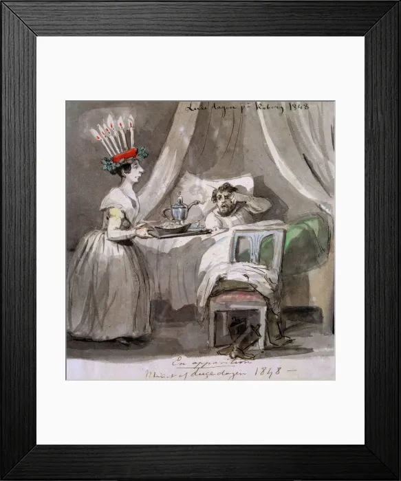 Framed Print : Lucia celebration at Koberg in Västergötland 1848. Creator: Fritz von Dardel Framed Print : Lucia celebration at Koberg in Västergötland 1848. Creator: Fritz von Dardel