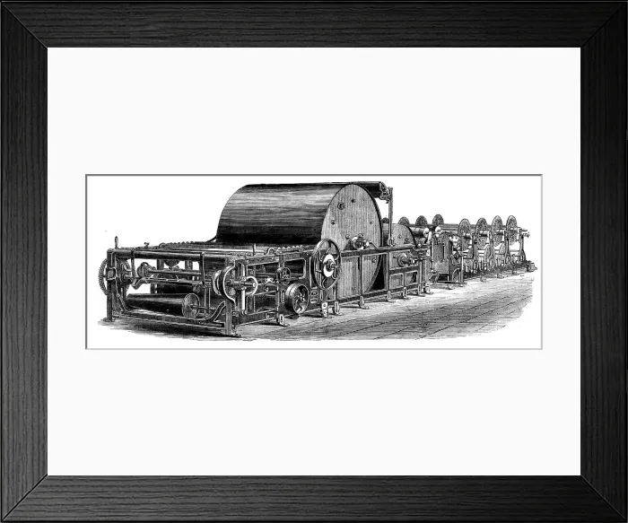 Framed Print : The International Exhibition - cotton manufacture: Harrison's sizing-machine, 1862. Creator: Unknown Framed Print : The International Exhibition - cotton manufacture: Harrison's sizing-machine, 1862. Creator: Unknown