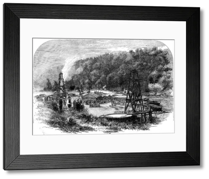 Framed Print : Oil-springs at Tarr Farm, Oil Creek, Venango County, Pennsylvania, 1862. Creator: Unknown Framed Print : Oil-springs at Tarr Farm, Oil Creek, Venango County, Pennsylvania, 1862. Creator: Unknown