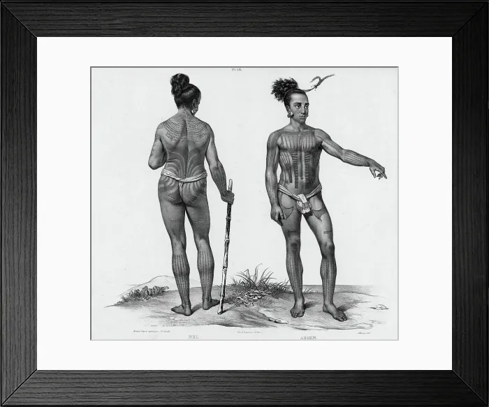 Framed Print : Inhabitants of the lower Caroline Islands, 19th century. Creators: Alexander Postels, Godefroy Engelmann Framed Print : Inhabitants of the lower Caroline Islands, 19th century. Creators: Alexander Postels, Godefroy Engelmann