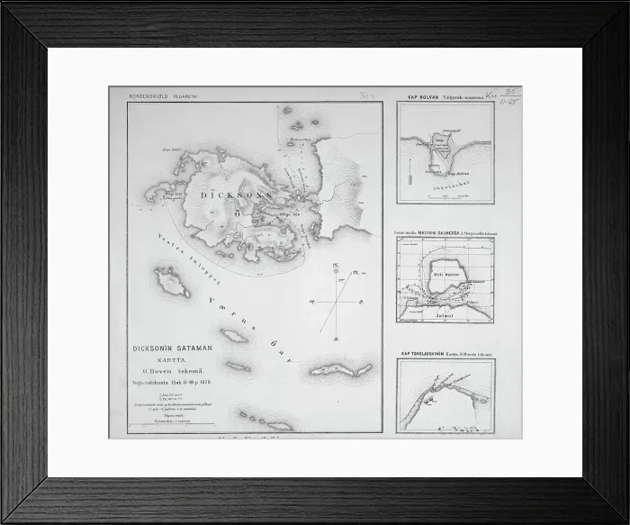 Framed Print : Dickson'in sataman. Kartta. G. Boven tekema, 1878. Creator: G. Boven Framed Print : Dickson'in sataman. Kartta. G. Boven tekema, 1878. Creator: G. Boven