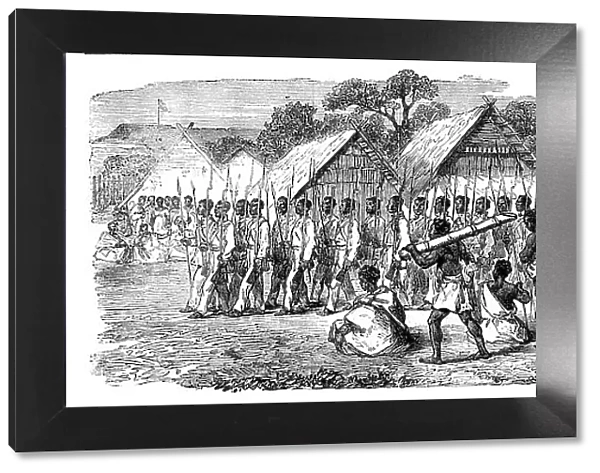 Procession of the British Envoys to Madagascar from the seashore to the Fort of Tamatave... 1862. Creator: Unknown