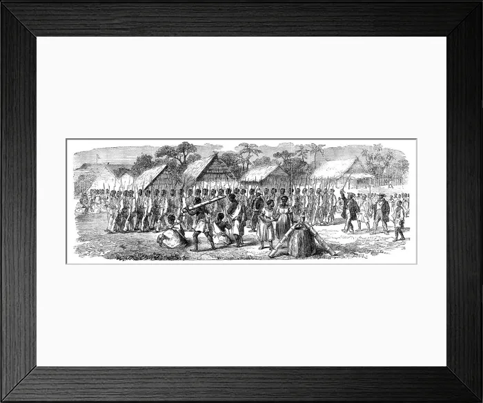 Framed Print : Procession of the British Envoys to Madagascar from the seashore to the Fort of Tamatave... 1862. Creator: Unknown Framed Print : Procession of the British Envoys to Madagascar from the seashore to the Fort of Tamatave... 1862. Creator: Unknown