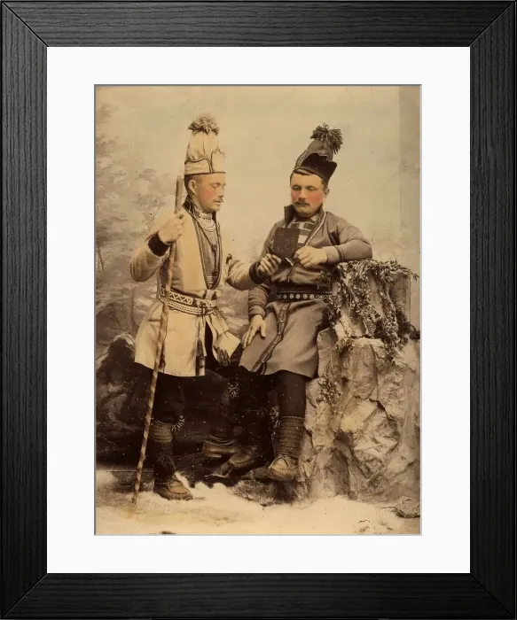 Framed Print : Two Sami men, 1890-1900. Creator: Helene Edlund Framed Print : Two Sami men, 1890-1900. Creator: Helene Edlund