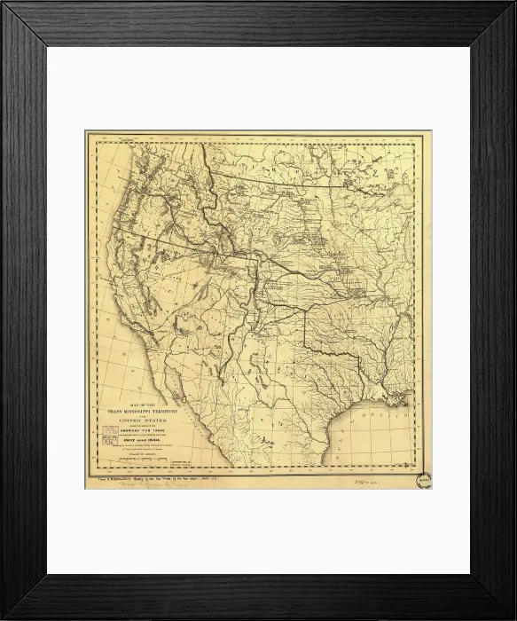 Framed Print : Map of the Trans-Mississippi of the United States during the period of the American fur... 1902. Creator: Hiram Martin Chittenden Framed Print : Map of the Trans-Mississippi of the United States during the period of the American fur... 1902. Creator: Hiram Martin Chittenden
