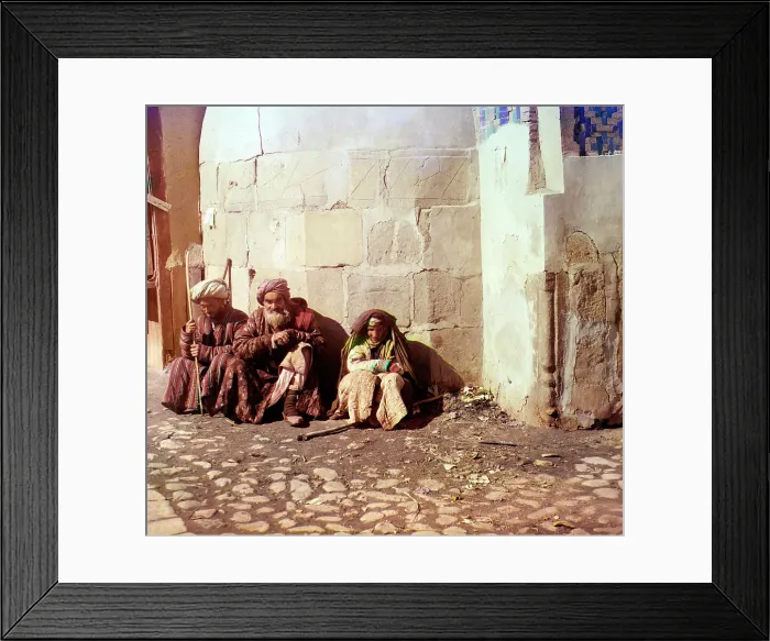 Framed Print : Beggars, Samarkand, between 1905 and 1915. Creator: Sergey Mikhaylovich Prokudin-Gorsky Framed Print : Beggars, Samarkand, between 1905 and 1915. Creator: Sergey Mikhaylovich Prokudin-Gorsky