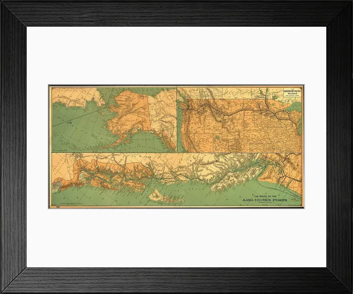 Framed Print : The route of the Alaska excursion steamers, 1891. Creator: Charles Sumner Fee Framed Print : The route of the Alaska excursion steamers, 1891. Creator: Charles Sumner Fee