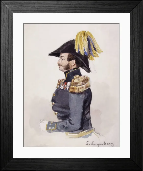 Framed Print : Portrait of Sven Lagerberg (1822-1905) in profile in ceremonial uniform. (c1850s). Creator: Fritz von Dardel Framed Print : Portrait of Sven Lagerberg (1822-1905) in profile in ceremonial uniform. (c1850s). Creator: Fritz von Dardel