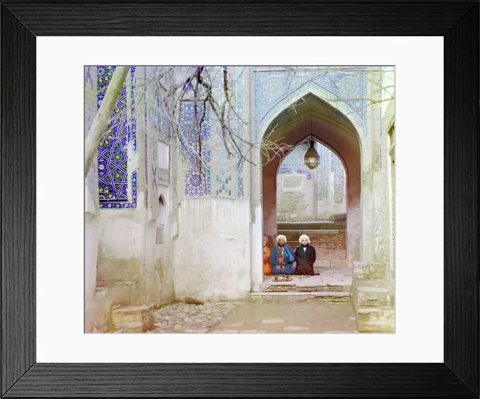 Framed Print : At entrance to upper chartak (canopy) of Shakh-i Zindeh, Samarkand, between 1905 and 1915. Creator: Sergey Mikhaylovich Prokudin-Gorsky