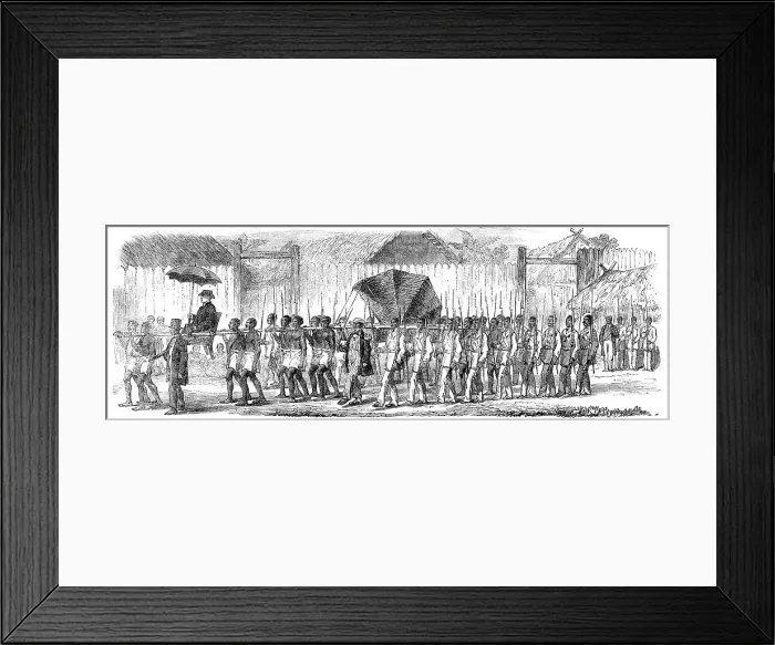 Framed Print : Procession of the British Envoys to Madagascar from the seashore to the Fort of Tamatave... 1862. Creator: Unknown Framed Print : Procession of the British Envoys to Madagascar from the seashore to the Fort of Tamatave... 1862. Creator: Unknown