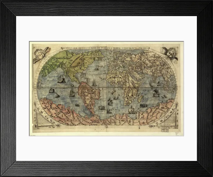 Framed Print : Vniversale descrittione di tvtta la terra conoscivta fin qvi, 1565. Creators: Paolo Forlani, Ferrando Bertelli Framed Print : Vniversale descrittione di tvtta la terra conoscivta fin qvi, 1565. Creators: Paolo Forlani, Ferrando Bertelli