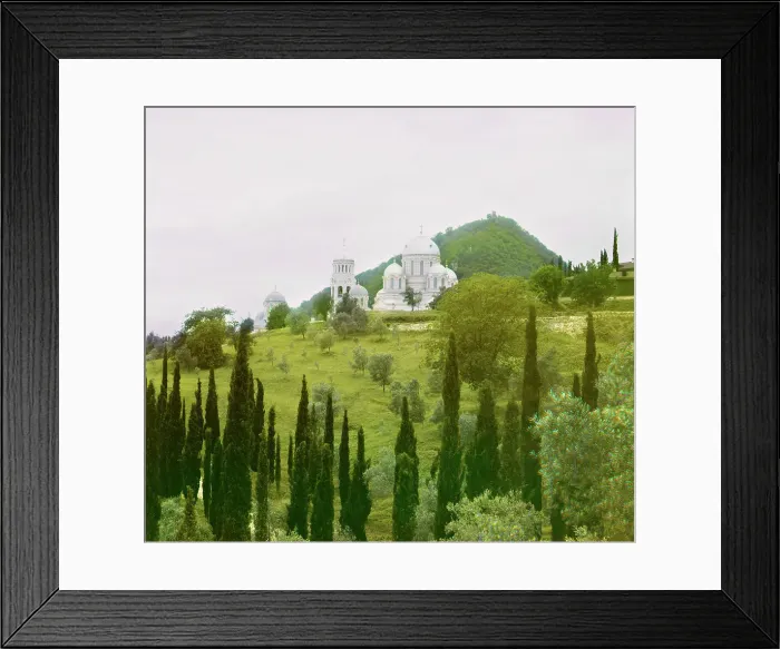 Framed Print : View from the south, Novyi Afon [monastery], between 1905 and 1915. Creator: Sergey Mikhaylovich Prokudin-Gorsky