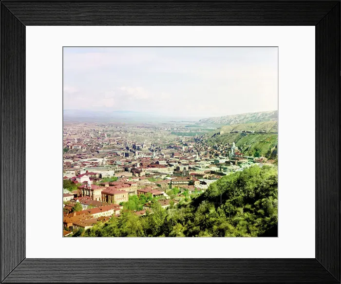 Framed Print : Bird's-eye view of a city, possibly Tiflis (Tbilisi, Georgia), between 1905 and 1915. Creator: Sergey Mikhaylovich Prokudin-Gorsky Framed Print : Bird's-eye view of a city, possibly Tiflis (Tbilisi, Georgia), between 1905 and 1915. Creator: Sergey Mikhaylovich Prokudin-Gorsky