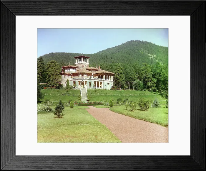 Framed Print : General view of the Likanskii Palace from the Kura River, between 1905 and 1915. Creator: Sergey Mikhaylovich Prokudin-Gorsky Framed Print : General view of the Likanskii Palace from the Kura River, between 1905 and 1915. Creator: Sergey Mikhaylovich Prokudin-Gorsky
