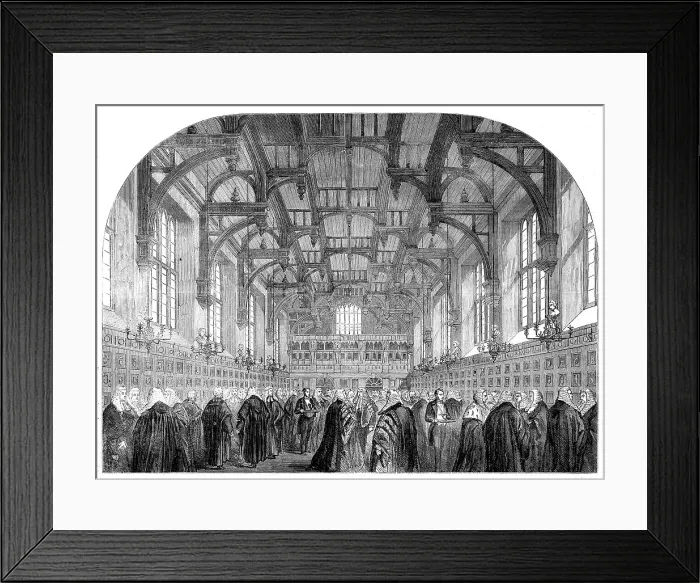 Framed Print : The Lord Chancellor receiving the Judges in the Middle Temple, 1862. Creator: Unknown Framed Print : The Lord Chancellor receiving the Judges in the Middle Temple, 1862. Creator: Unknown