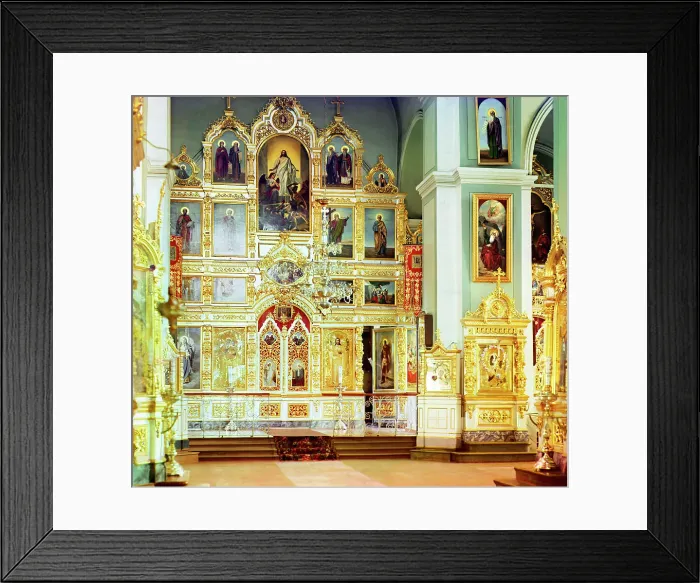 Framed Print : Iconostasis in the summer cathedral [Leushinskii Monastery, Leushino, Russian Empire], 1909. Creator: Sergey Mikhaylovich Prokudin-Gorsky
