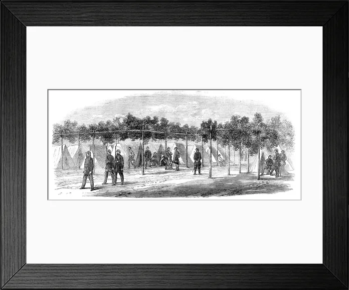 Framed Print : The Civil War in America: camp of the Confederate Marines at Drury's Bluff... 1862. Creator: Unknown Framed Print : The Civil War in America: camp of the Confederate Marines at Drury's Bluff... 1862. Creator: Unknown