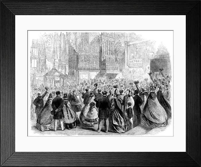 Framed Print : The International Exhibition: a scene near the Eastern Dome on the closing day, 1862. Creator: Unknown Framed Print : The International Exhibition: a scene near the Eastern Dome on the closing day, 1862. Creator: Unknown