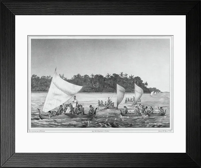 Framed Print : Navigation, Lower Caroline Islands, Lukunor Group, 19th century. Creators: Alexander Postels, Victor Adam Framed Print : Navigation, Lower Caroline Islands, Lukunor Group, 19th century. Creators: Alexander Postels, Victor Adam