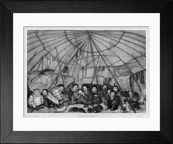 Framed Print : Interior of a Chukchi Hut, Northeast Coast of Asia, 19th century. Creators: Alexander Postels, Godefroy Engelmann