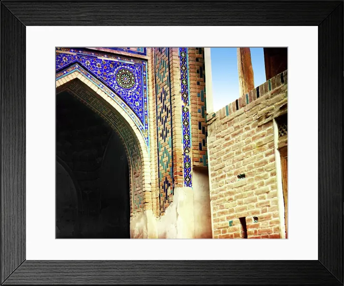 Framed Print : Passage of the Dead: detail above entrance, Samarkand, between 1905 and 1915. Creator: Sergey Mikhaylovich Prokudin-Gorsky Framed Print : Passage of the Dead: detail above entrance, Samarkand, between 1905 and 1915. Creator: Sergey Mikhaylovich Prokudin-Gorsky