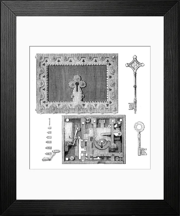 Framed Print : The International Exhibition: Hobbs's bank lock and key, 1862. Creator: Unknown Framed Print : The International Exhibition: Hobbs's bank lock and key, 1862. Creator: Unknown