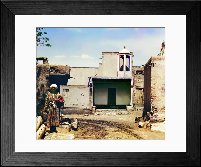 Framed Print : Man in courtyard, between 1905 and 1915. Creator: Sergey Mikhaylovich Prokudin-Gorsky Framed Print : Man in courtyard, between 1905 and 1915. Creator: Sergey Mikhaylovich Prokudin-Gorsky