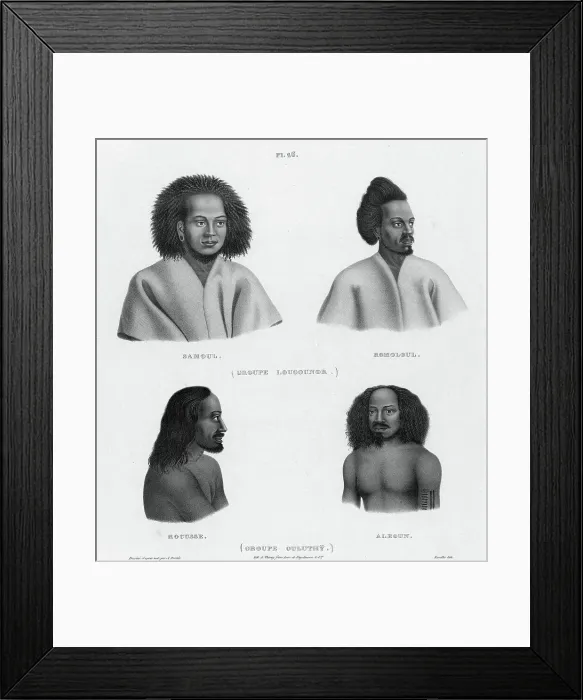 Framed Print : Inhabitants of the lower Caroline Islands, 19th century. Creators: Alexander Postels, Godefroy Engelmann Framed Print : Inhabitants of the lower Caroline Islands, 19th century. Creators: Alexander Postels, Godefroy Engelmann