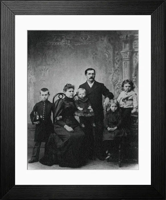 Framed Print : Briner Yuliy Ivanovich with his wife Natalya Iosifovna, sons Leonid, Felix, Boris and... 1892. Creator: Unknown Framed Print : Briner Yuliy Ivanovich with his wife Natalya Iosifovna, sons Leonid, Felix, Boris and... 1892. Creator: Unknown