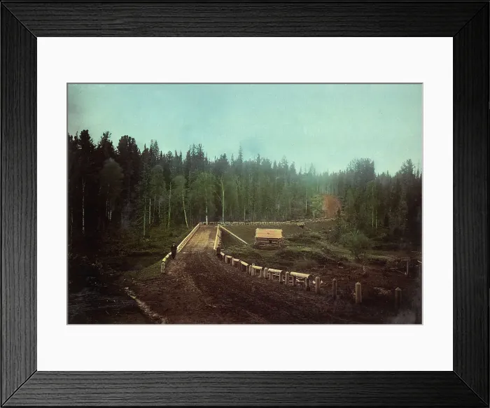 Framed Print : The Roadbed and the Bridge on the Iverka-Romanovskaya Railroad, 1906-1908. Creator: Dorozhno-Stroitel'nyi Otdel Framed Print : The Roadbed and the Bridge on the Iverka-Romanovskaya Railroad, 1906-1908. Creator: Dorozhno-Stroitel'nyi Otdel