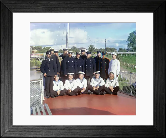 Framed Print : Crew of the steamship Sheksna of the M.P.S. [Ministry of Communication and... 1909. Creator: Sergey Mikhaylovich Prokudin-Gorsky. Crew of the steamship Sheksna of the M.P.S. [Ministry of Communication and... 1909 Framed Print : Crew of the steamship Sheksna of the M.P.S. [Ministry of Communication and... 1909. Creator: Sergey Mikhaylovich Prokudin-Gorsky. Crew of the steamship Sheksna of the M.P.S. [Ministry of Communication and... 1909