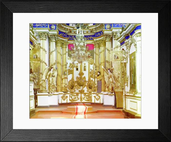 Framed Print : Iconostasis in the Church of the Transfiguration [Belozersk, Russian Empire], 1909. Creator: Sergey Mikhaylovich Prokudin-Gorsky