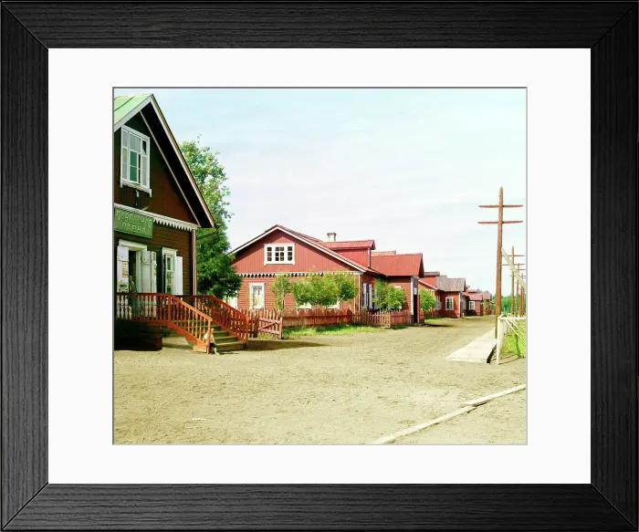 Framed Print : Factory living quarters, Kovzha [Russian Empire], 1909. Creator: Sergey Mikhaylovich Prokudin-Gorsky