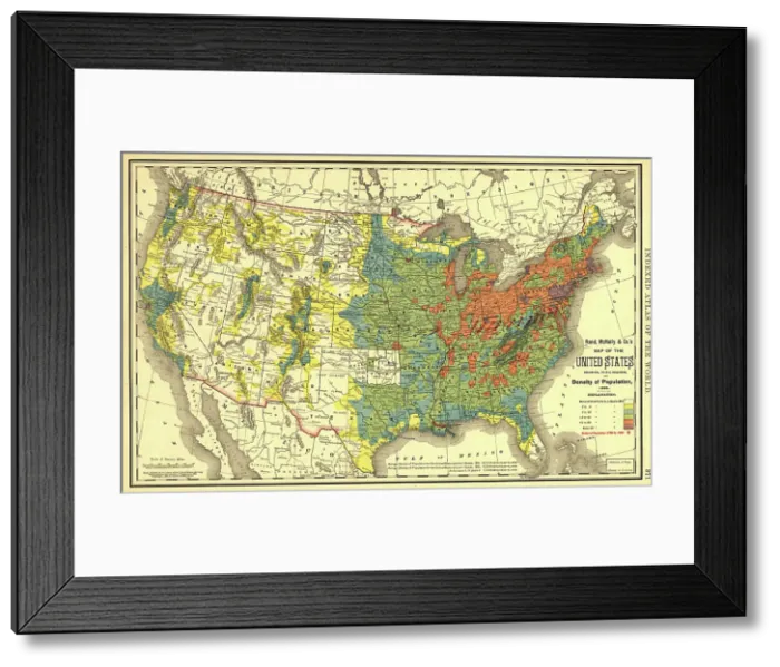 Framed Print : Rand, McNally & Co.'s map of the United States showing, in six degrees the density of pop... 1890. Creator: Rand McNally. Rand, McNally & Co.'s map of the United States showing, in six degrees the density of pop... 1890. Creator: Rand McNally Framed Print : Rand, McNally & Co.'s map of the United States showing, in six degrees the density of pop... 1890. Creator: Rand McNally. Rand, McNally & Co.'s map of the United States showing, in six degrees the density of pop... 1890. Creator: Rand McNally