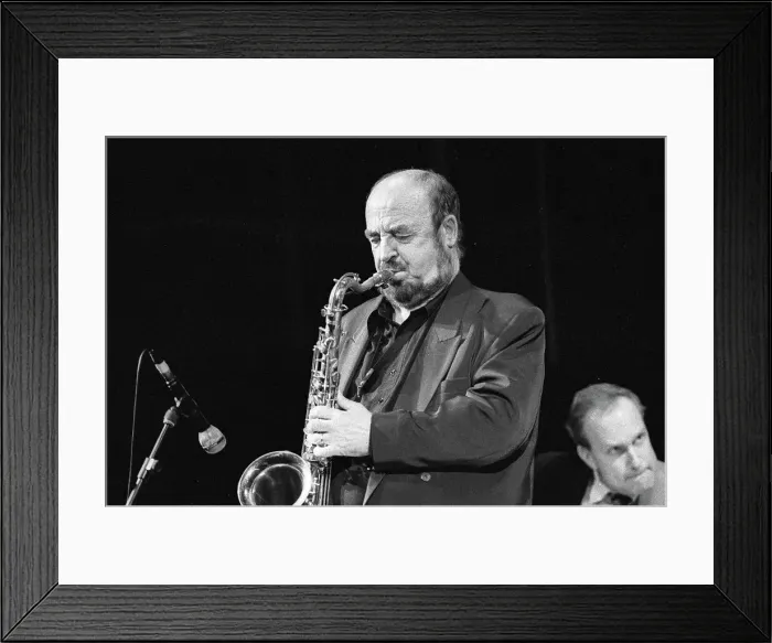 Framed Print : Danny Moss, Danny Moss Group, Brecon Jazz Festival, Powys, Wales, 2002. Creator: Brian O'Connor Framed Print : Danny Moss, Danny Moss Group, Brecon Jazz Festival, Powys, Wales, 2002. Creator: Brian O'Connor