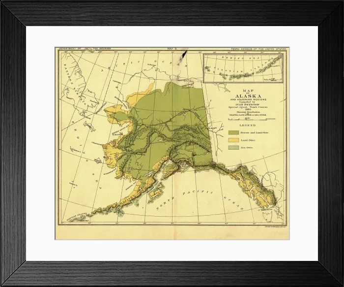 Framed Print : Map of Alaska and adjoining regions, 1882. Creator: Ivan Petrof Framed Print : Map of Alaska and adjoining regions, 1882. Creator: Ivan Petrof