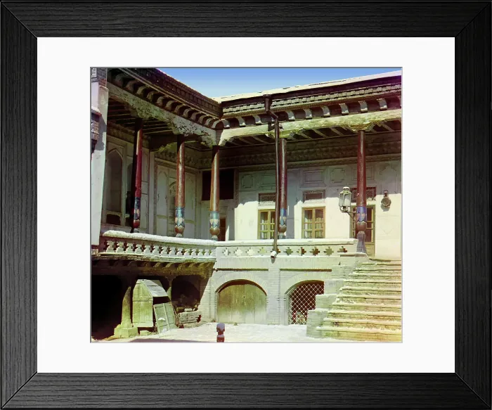 Framed Print : In the courtyard of a Sart home, on the outskirts of Samarkand, between 1905 and 1915. Creator: Sergey Mikhaylovich Prokudin-Gorsky Framed Print : In the courtyard of a Sart home, on the outskirts of Samarkand, between 1905 and 1915. Creator: Sergey Mikhaylovich Prokudin-Gorsky